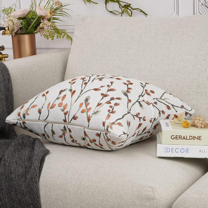 YOUR SMILE Classical Embroidery Jacquard Orange Square Decorative Throw Pillow Case Cushion Cover 18x18 inch