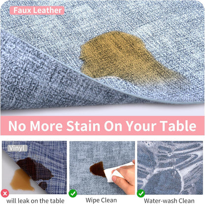 Maxpearl Set of 8 Faux Leather Table Placemats – Heat Resistant, Waterproof, Easy to Clean, Non-Slip Mats for Dining Table, Kitchen, Indoor & Outdoor, 17”x12”, Blue