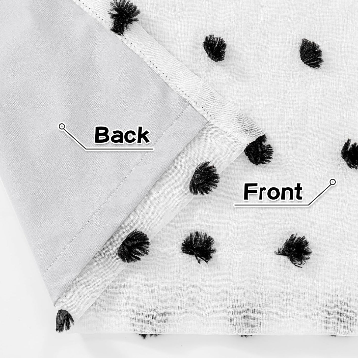 MYSKY HOME 100% Blackout Curtains for Bedroom Total Light Blocking Curtains 84 Inch Long Room Darkening 2 Panels Grommet Double Layer Curtains Privacy Window Drapes with Black Pom Pom Sheer 52" x 84"