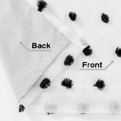 MYSKY HOME 100% Blackout Curtains for Bedroom Total Light Blocking Curtains 84 Inch Long Room Darkening 2 Panels Grommet Double Layer Curtains Privacy Window Drapes with Black Pom Pom Sheer 52" x 84"