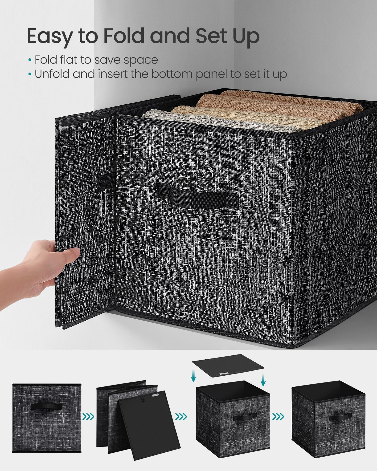 SONGMICS Storage Cubes, Set of 10, 13-Inch Foldable Closet Organizers