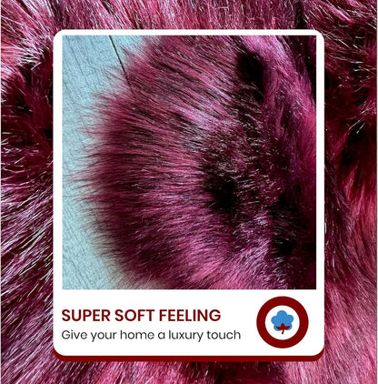 LAMBZY Faux Sheepskin Super Soft Hypoallergenic Free Shape Silky Shag Rug, Luxury Shaggy Plush Carpet for Bedrooms Living Kids Room Sofa Rugs (Burgundy, Single and a Half 2'x4')