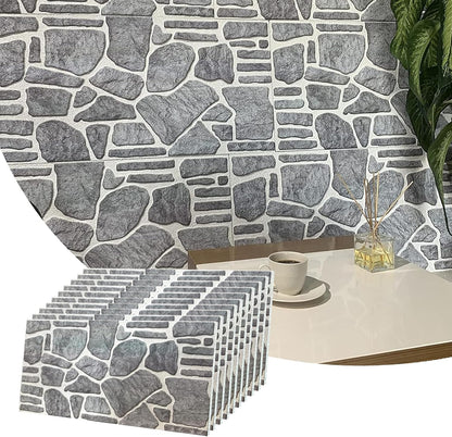 Dundee Deco 3D Wall Panels - Cladding, Bluish Grey White Stone Look Wall Paneling, Styrofoam Facing for Interior and Exterior Applications, DIY, Set of 10, Covers 54 sq ft