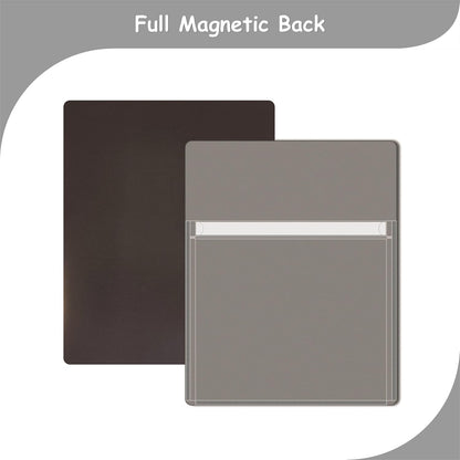 Magnetic Pocket 4 Pack – Self-Adhesive Magnetic Storage Pouch for Documents, Notes & Tools, Strong Magnet Backing for Fridge, Whiteboards, and Metal Surfaces (Gray 4Pcs)