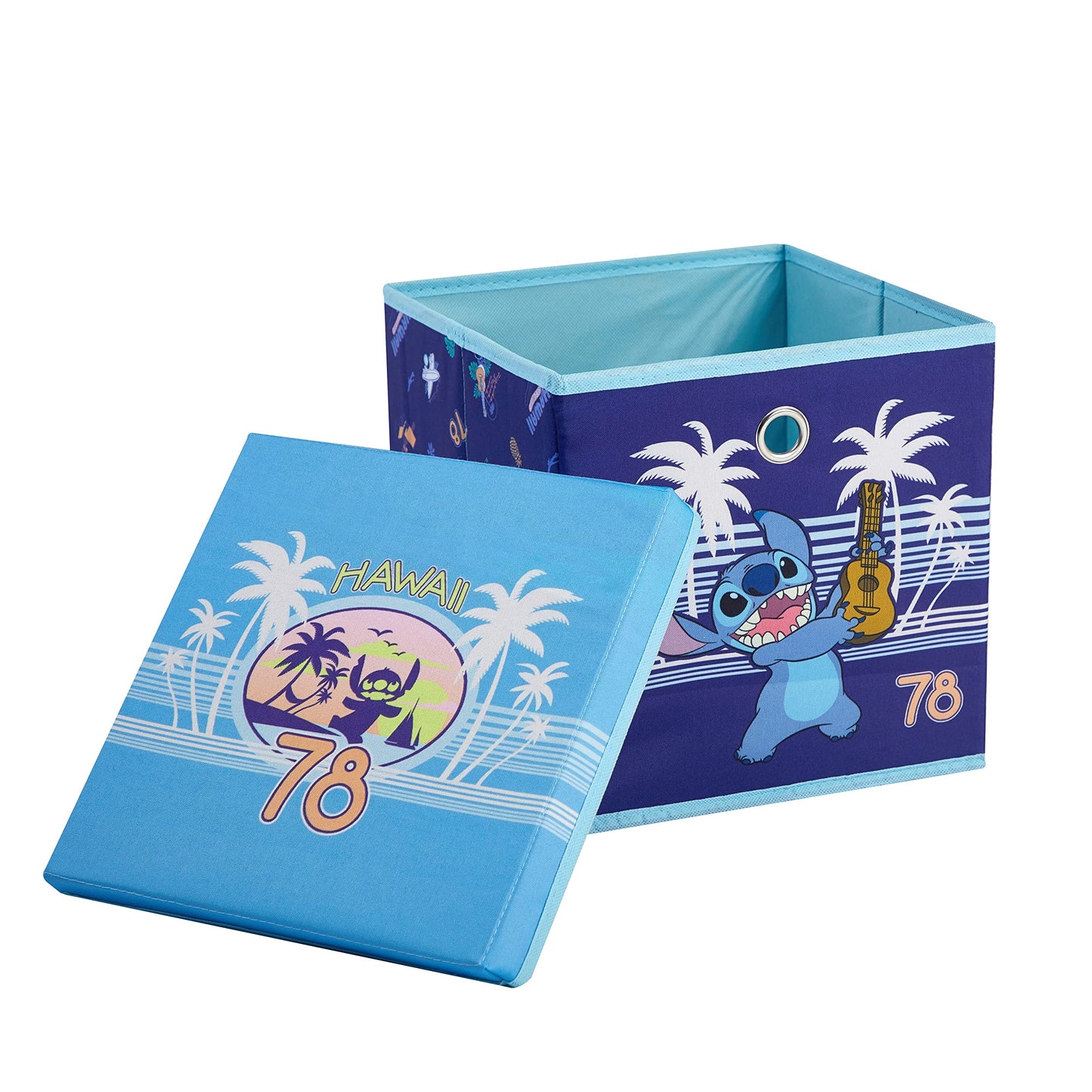 Lilo & Stitch Collapsible Storage Cube with Removable Lid,10"x10"x10" Fabric Organizer Bin for