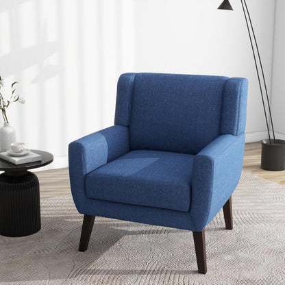 UIXE Accent Chairs Set of 2, Fabric Upholstered Armchair for Living Room, Comfy Arm Chair Single Sofa Bedroom Side Reading Seat - Flax Blue