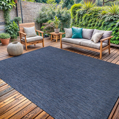 Washable Indoor Outdoor Rug 8x10 Weather Resistant Area Rugs Modern Solid for Porch Deck Balcony Backyard Patio Outside Carpet (8 X 10 Azure Blue)