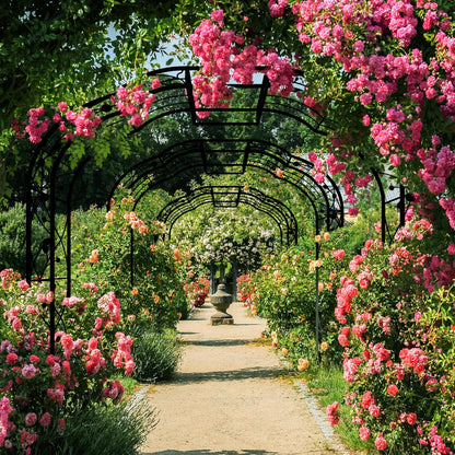 Metal Garden Arch 98.4" H Garden Arbor Trellis for Outdoor Climbing Plants Support Rose Lawn Tall Large Wedding Archway (Black, XL)