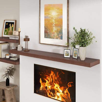 12 Inch Deep Floating Shelves for Wall | 72W x 12D Floating Shelves Set of 1 | Rustic Walnut Long Floating Shelves for Living Room Bathroom Laundry Room Bedroom Kitchen Home Office