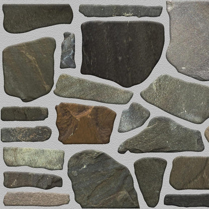 Dundee Deco 3D Wall Panels - Cladding, Charcoal Green Beige Stone Look Wall Paneling, Styrofoam Facing for Interior and Exterior Applications, DIY, Set of 10, Covers 54 sq ft