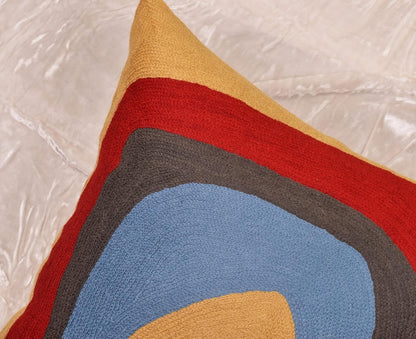 Kandinsky Modern Pillow Cover - Ruby Abstract Pillowcase Farmhouse Chair Contemporary Cushion Outdoor Pillowsham Mid Century Handmade Wool Size 18x18