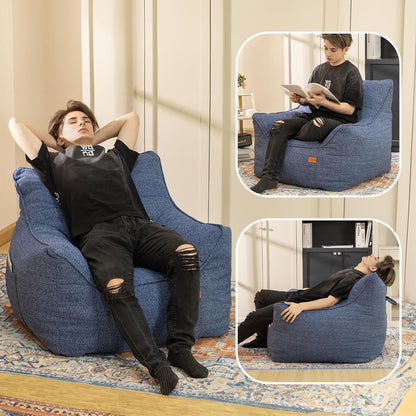 Bean Bag Chair for Adults, Comfy Tufted Bean Bag Chair Sofa with Armrests, Lazy Beanbag Chair with Foam Filler Stuffed Bean Bag Couch Sofa for Reading in Bedroom, Living Room and Dorms