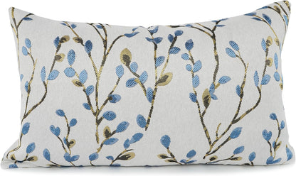 YOUR SMILE Classical Embroidery Jacquard Blue Square Decorative Throw Pillow Case Cushion Cover,12x20 inch