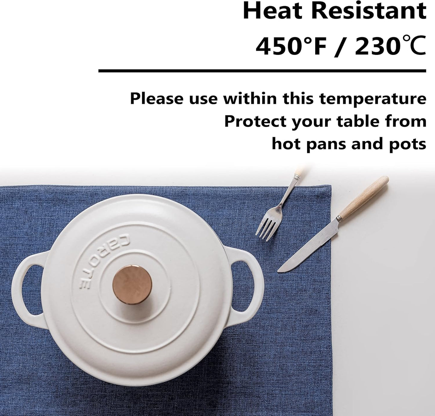 Home Brilliant Placemats Set of 4 Linen Blue Placemats Heat Resistant Dining Table Place Mats Kitchen Table Mats, Indigo