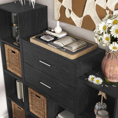 Homes: Inside + Out Apexa 2-Drawer Wooden Stackable Storage Drawers, Small Food Pantry Cabinet