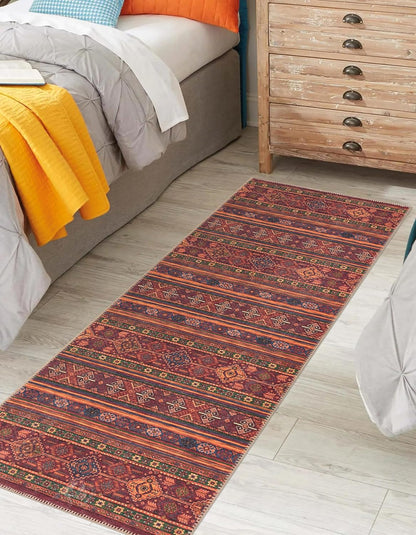 Keen Home Design 2x10 Rug - Machine Washable Runner with Non-Slip Backing, Ideal for Hallway, Entryway, Kitchen, Laundry Room - Vintage, Easy Clean, Durable, Low Pile Rug - (2'6" x 10')