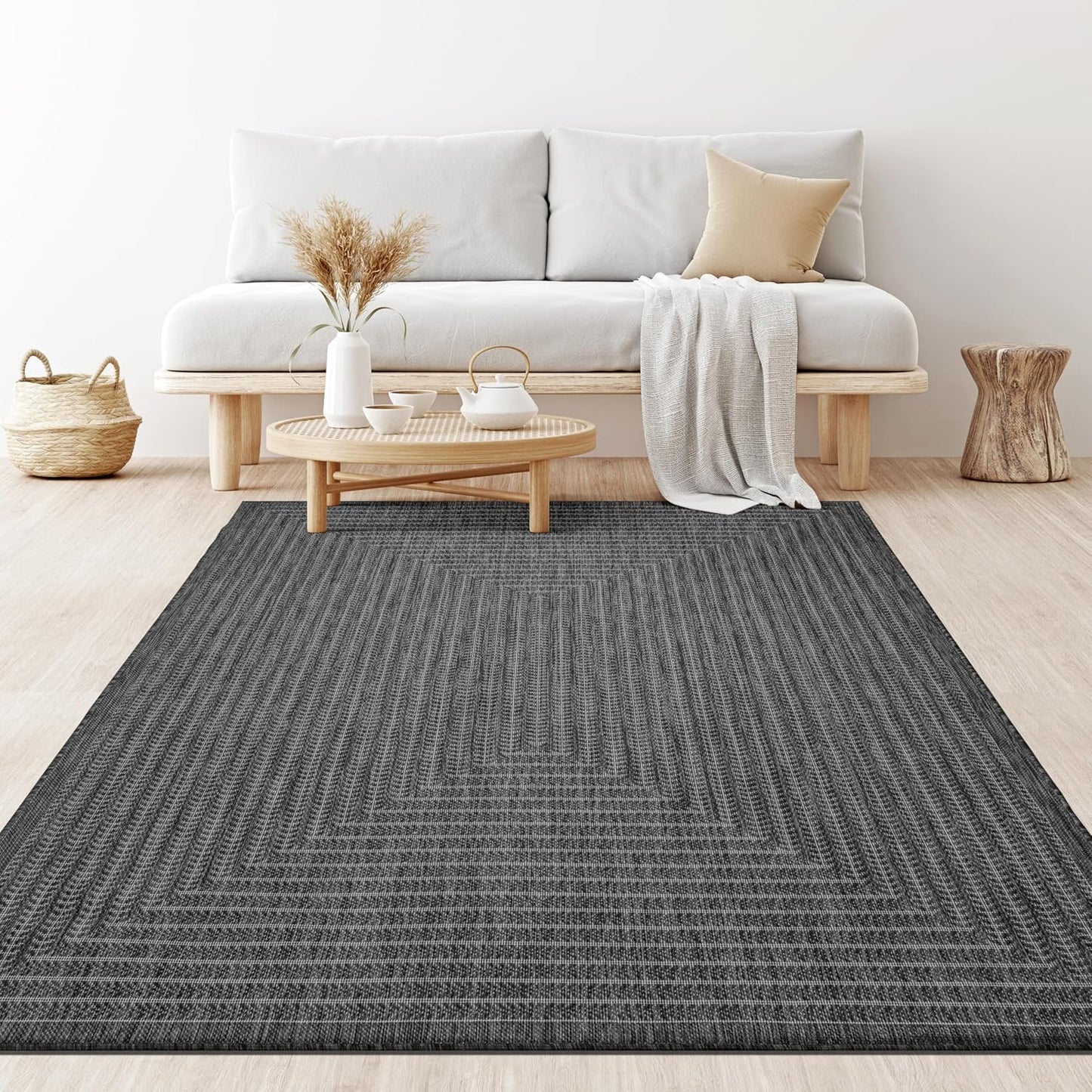 Adiva Rugs Outdoor Indoor Area Rug, Weather Resistant, Easy to Clean, Stain Resistant Floor Mat for Dining Room, Backyard, Deck, Patio (Pebble Weiss, 10' x 14')