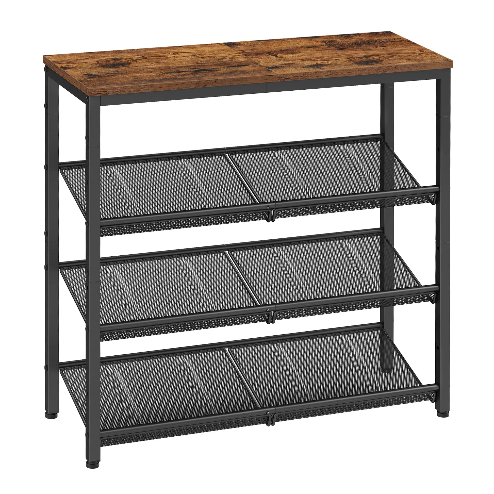 VASAGLE Shoe Rack for Entryway, Freestanding, Adjustable, Industrial