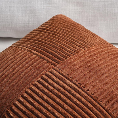 Fancy Homi 2 Packs Rust Lumbar Decorative Throw Pillow Covers 16x32 Inch for Couch Bed Sofa, Rustic Farmhouse Boho Home Decor, Soft Striped Corduroy Rectangle Accent Terracotta Cushion Case 40x80 cm