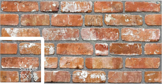 Dundee Deco 3D Wall Panels Faux Brick - Cladding, Red Orange Stone Look Wall Paneling, Styrofoam Facing for Living Room, Kitchen, Bathroom, Balcony, Bedroom, Sample, Size 10 x 10 in.
