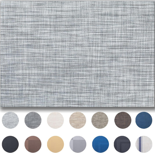 Placemats Set of 8 - Easy Clean Woven Vinyl Placemats for Dining Table, Indoor/Outdoor Place Mats, Washable PVC Table Mats（Gray）