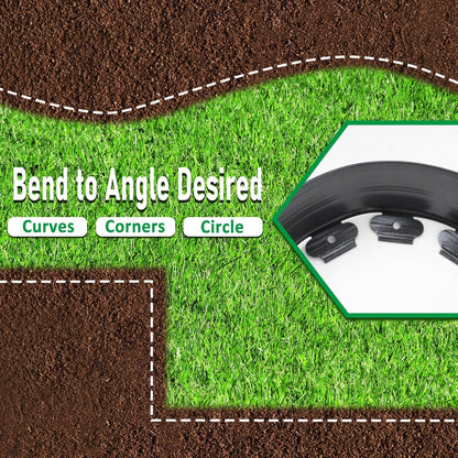 Hugeleaf Landscape Edging Kit 40 Feet with 48pcs Spikes, 4 Inches Garden Edging Flexible Landscape Lawn Border for Flower Beds Yard Pathway