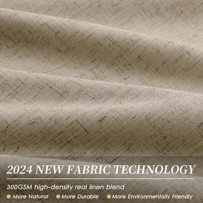 BOODII 108 Inch Black Out Curtains 2 Panels Set Back Tab Thermal Insulated Natural Linen Textured Blackout Curtains Noise Reducing Khaki Neutral Living Room Darkening Window Drapes Pleated 52x108