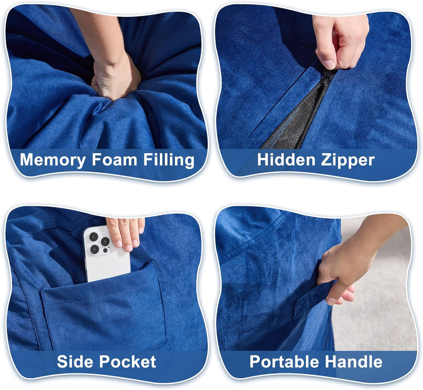 Hobestluk 5FT Bean Bag Chair Giant Bean Bag Chairs for Adults Large Bean Chairs with Removable Cover, Beanbag Chair with Filler, Adult Bean Bag Chairs for Living Room, Bedroom