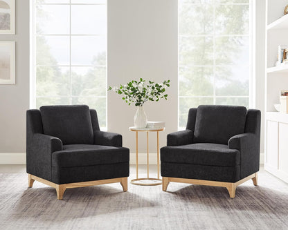 Oversized Accent Chair, Modern Boucle Armchair with Wood Legs, Modern Reading Chair with Thick Cushion, Comfy Chairs for Living Rooms, Bedrooms, Reading nooks and Apartments