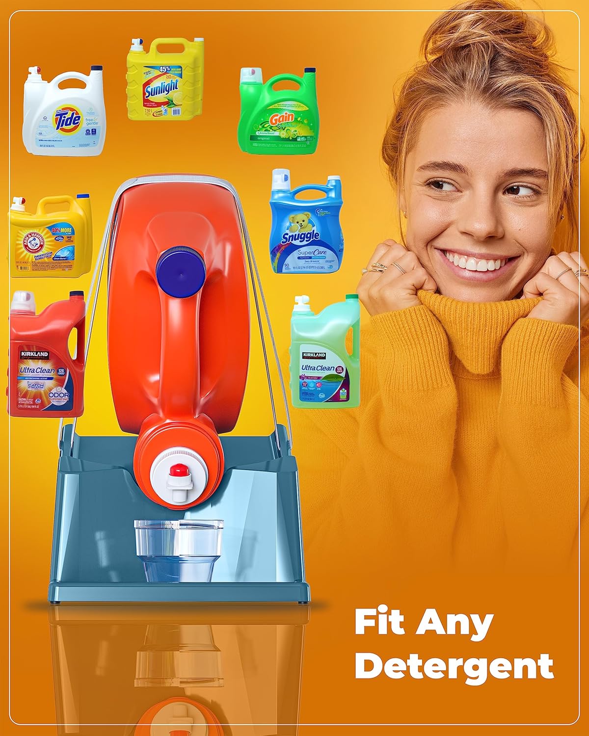 TidyFriend Laundry Detergent Holder Stand with Tray, Laundry Detergent Stand with Non-Slip Rubber Feet for Laundry Room Organization, Easy Pour, No Tilt Design (Slate Grey)