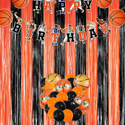 Black Orange Streamers Party Backdrop - GREATRIL Tinsel Fringe Curtain for Halloween Decorations/Pumpkin/Birthdays Party Decoration - 3.2ft X 8.2ft - 2 Packs