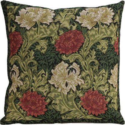 Charlotte Home Furnishings Throw Pillow Covers 16x16 in, Green Chrysanthemum Decorative Pillow Covers, Boho European Tapestry Cushion Cases, Living Room Cozy Home Decor, Jacquard Woven Soft Cotton