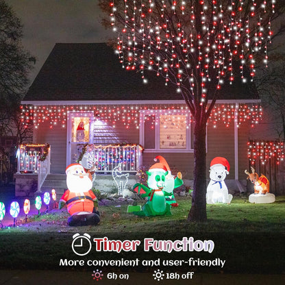 33ft Icicle Lights for Outside, Red and White Christmas Lights Outdoor Indoor, 400 LED Twinkle String Light with 75 Drops Short Curtain Light for Thanksgiving Room Home Wall Bedroom Window Decoration