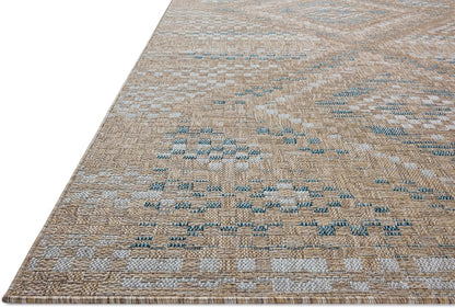 Loloi Amber Lewis Topanga Collection TOP-04 Natural/Aqua 5'-3" x 7'-6" Indoor/Outdoor Area Rug