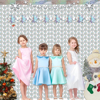 Silver Snowflake Fringe Curtain - GREATRIL Winter Onederland Streamers Backdrop with Sparkling Snowflake for Christmas Birthdays Party Decoration -3.2ft x 6.5ft - 2 Pack