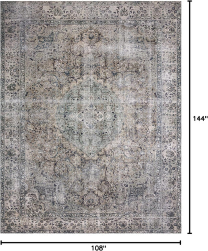 Loloi Layla Collection LAY-06 Taupe/Stone 9'-0" x 12'-0" .13" Thick Area Rug, Soft, Durable, Vintage Inspired, Distressed, Low Pile, Non-Shedding, Easy Clean, Printed, Living Room Rug