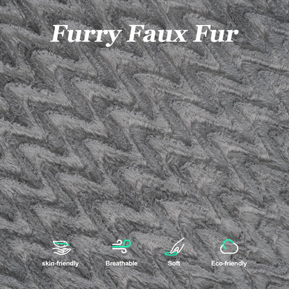 Hobestluk 3 in 1 Bean Bag Chair Giant Bean Bag Chairs for Adults with Chevron Plush Fur Cover Convertible Bean Bag Floor Cushion with Machine Washable Cover for Living Room (Chevron Plush Grey)