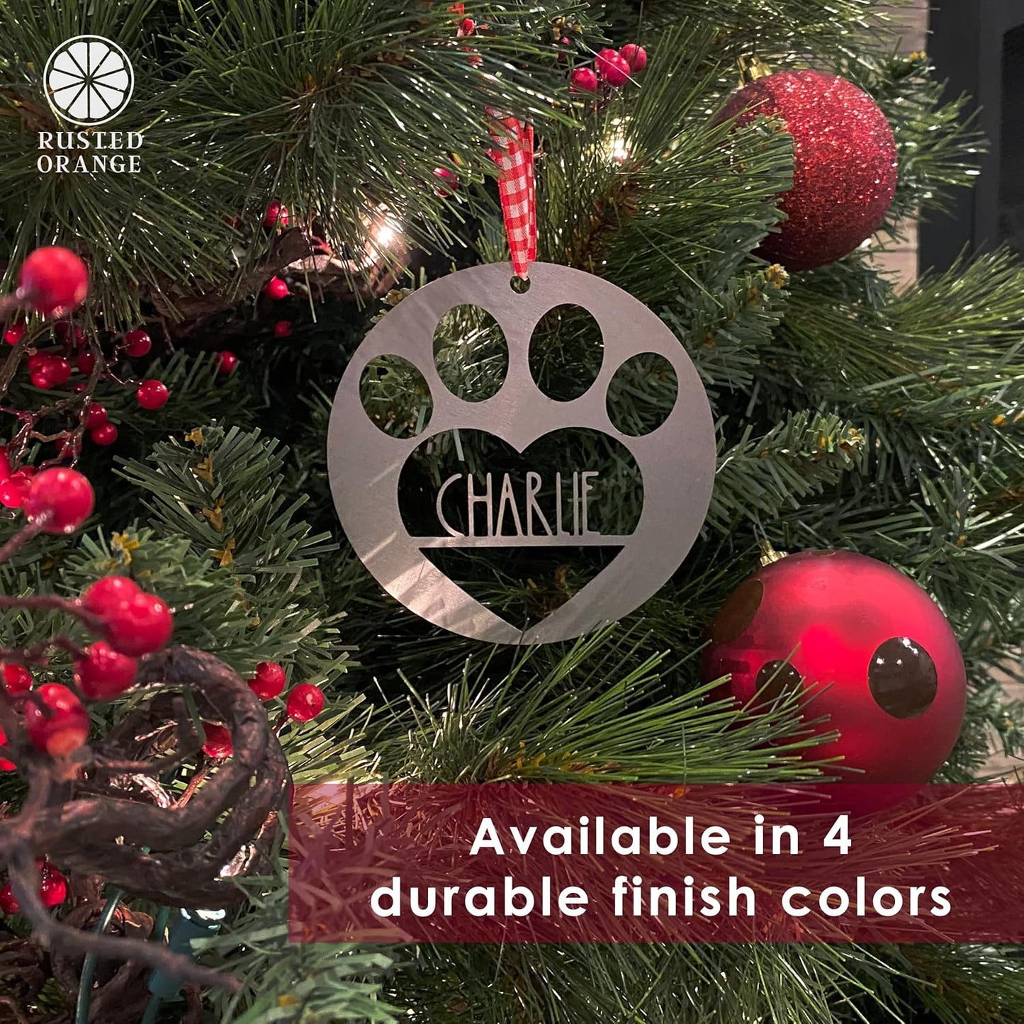 Man's Best Friend Personalized Pet Ornaments (2 Pack; 4 Inch) - Custom Name and Personalized Dog and Paw Design Christmas Ornaments for Christmas Tree
