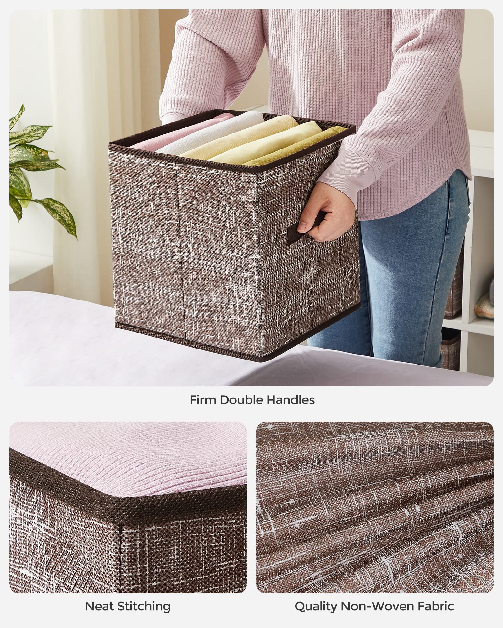 SONGMICS Storage Cubes, Set of 6, 11-Inch Foldable Closet Organizers