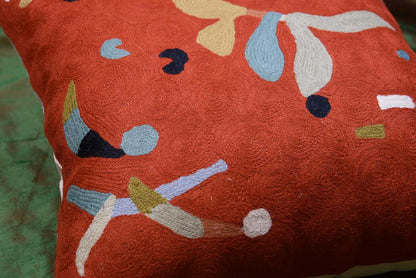 Kandinsky Modern Pillow Cover Orange Abstract Pillowcase Modern Chair Cushion Contemporary Pillowsham Outdoor Mid Century Chair Handmade Wool Size 18x18