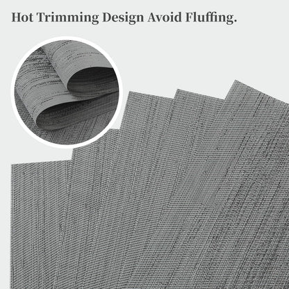 Leetaltree Grey Placemats, Heat Resistant Non-Slip Place mats for Dining Table, Washable Durable PVC Vinyl Woven Table Mats (Set of 16)