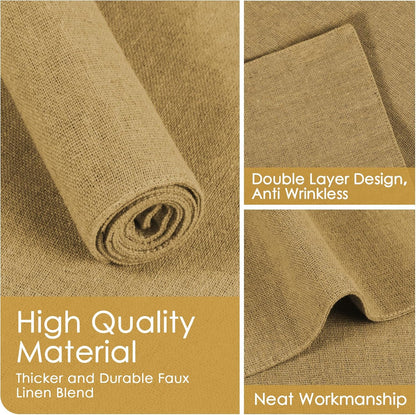 MANSPHIL Cloth Placemats Set of 6, Double Layer Faux Linen Place Mats Heat Resistant Washable Table Mats for Dining Kitchen Indoor Outdoor Use - 13x19 Inch Khaki