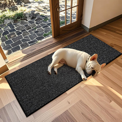 JSEI Dirt Trapper Door Mat 24"x60" Non-Slip Washable Entrance Mat, Dog Doormats, Absorbent & Fade-Resistant Floor Mats, Low Profile Welcome Mats for Entryway, Front Door, and Inside Entrance, Black