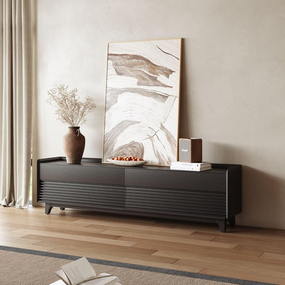 POVISON Fully-Assembled Mid Century Modern TV Stand with Legs, 78.74" Wood Media Console with Adjustable LED Light, Entertainment Center with Storage for Living Room