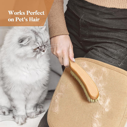 BFWood Clothes Brush - Bristle Lint Brush for Suits, Cashmere, Wool, Velvet, Suede and Pet Hair - Large Beech Wood Handle