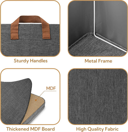 GRANNY SAYS Closet Storage Baskets, Collapsible Fabric Storage Bins with Metal Frame, Clothes Organizer Bins, Large Baskets for Shelves, Dark Gray, 4-Pack