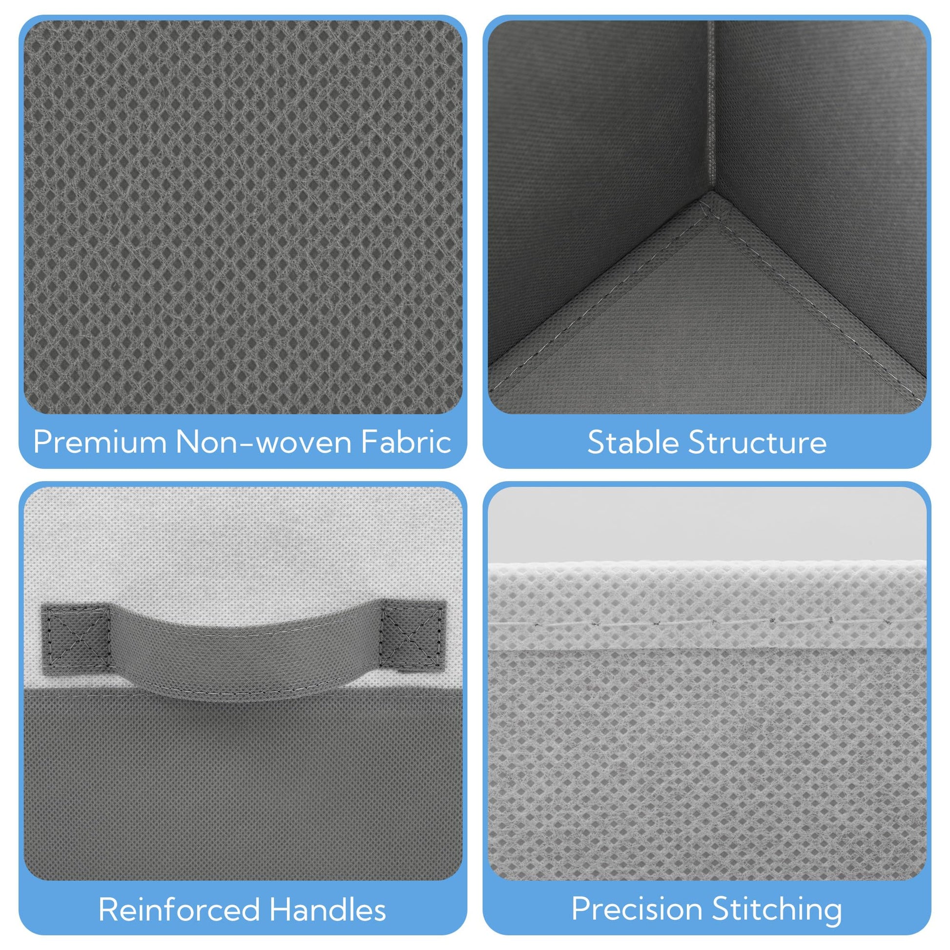 Cupic Cupid 6-Pack 11x11 Storage Cube, Fabric Storage Cubes, Gray and White
