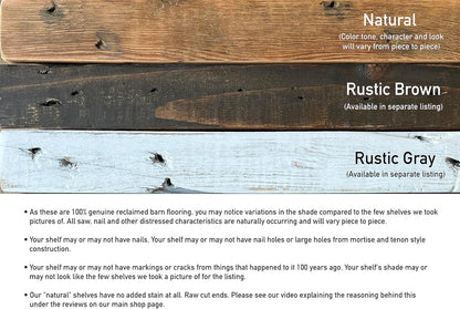 Urban Legacy Deep Floating Shelves | Reclaimed Chunky Wide Plank Barn Wood Shelves with Low Profile Brackets | High Weight Capacity