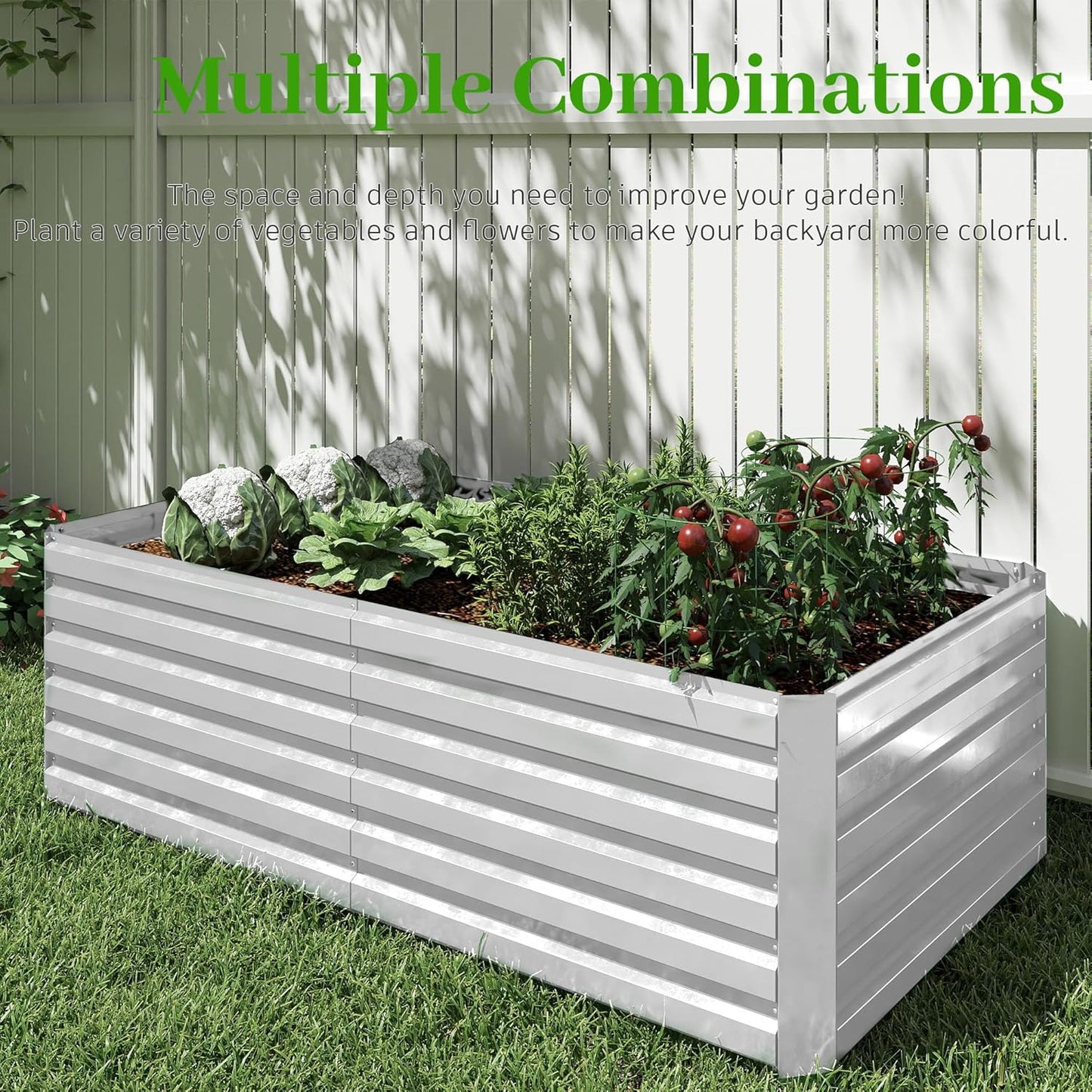 8x4x2 ft Outdoor Raised Garden Bed, Large Metal Planter Raised Beds, Planters for Outdoor Plants for Vegetables, Flowers, Herbs, Fruits, and Succulents.(2 Pcs)