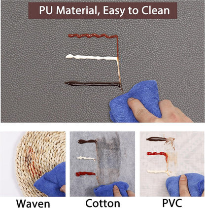 Set of 4 Faux Leather Placemats, PU Table Mats, Waterproof, Stain Resistant, Heat Resistant, Non-Slip Easy to Clean for Kitchen Dining Table,Conference Table C Grey Rectangle